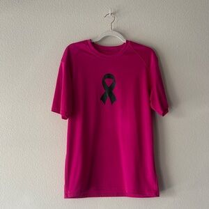 Pink dri fit T-Shirt w/ short sleeves & Ribbon for breast cancer awareness